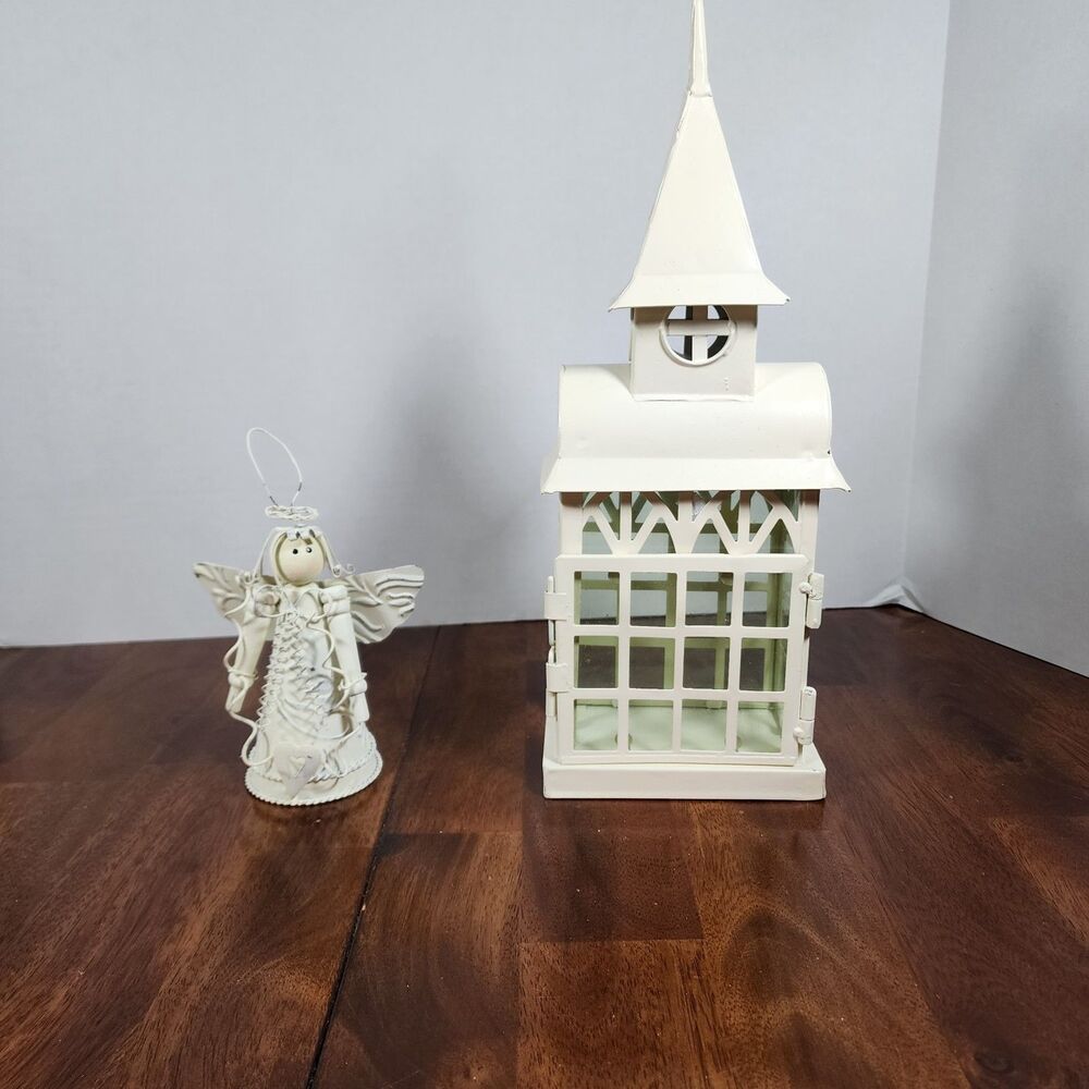 Christmas Metal Angel & Candle House